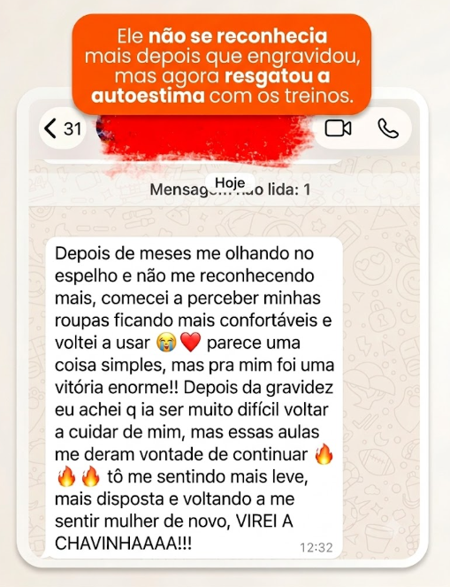Mensagem de resultado de aluna